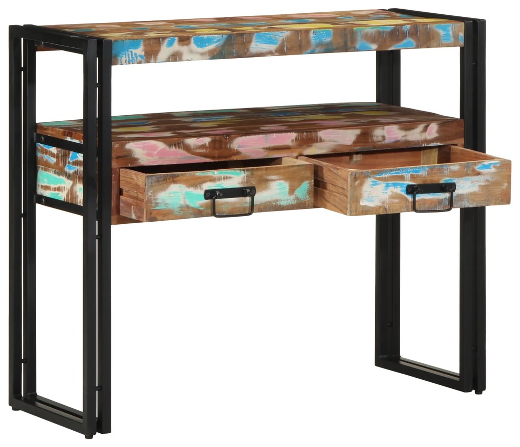 vidaXL Τραπέζια άκρης Πολύχρωμο 90x33x75 εκ. Μασίφ ανακυκλωμένο ξύλο & Μέταλλο