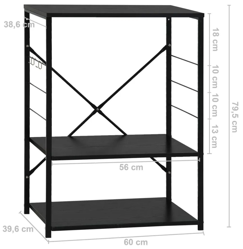 Ντουλάπι Φούρνου Μικροκυμάτων Μαύρο 60x39,6x79,5 εκ. Επεξ. Ξύλο - Μαύρο