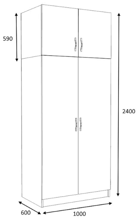 Ντουλάπα ρούχων Victoria Megapap δίφυλλη με πατάρι χρώμα καρυδί 100x60x240εκ. - GP100-0079,3