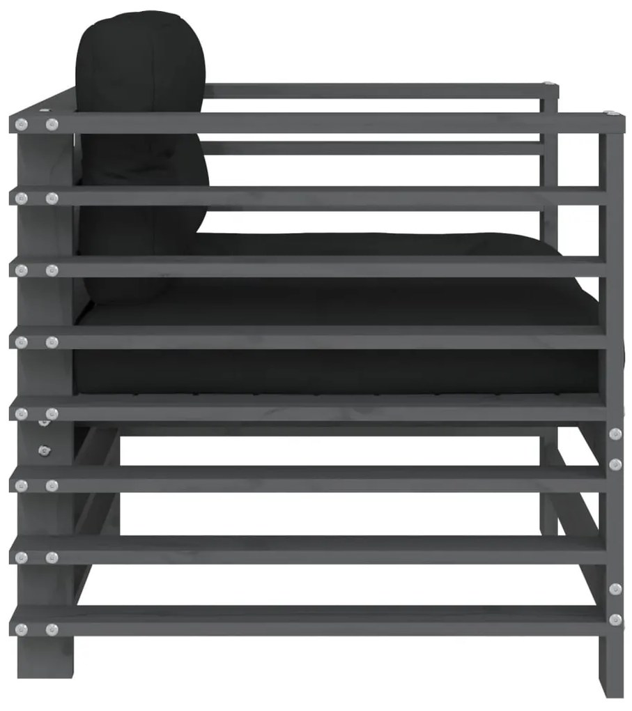 vidaXL Καρέκλες Κήπου με Μαξιλάρια 2 τεμ. Γκρι από Μασίφ Ξύλο Πεύκου