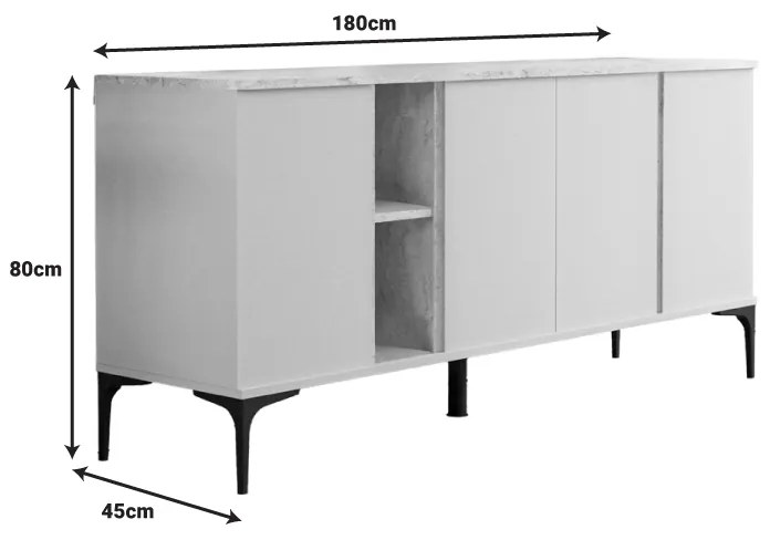 Μπουφές Vetine pakoworld σε λευκή απόχρωση 180x45x80εκ (1 τεμάχια)