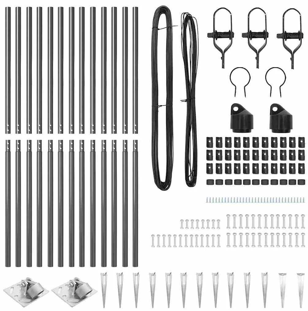 vidaXL Πό posts φράχτη 13 pcs Γκρι Ø32mm 170 εκ Γαλβανισμένος χάλυβας