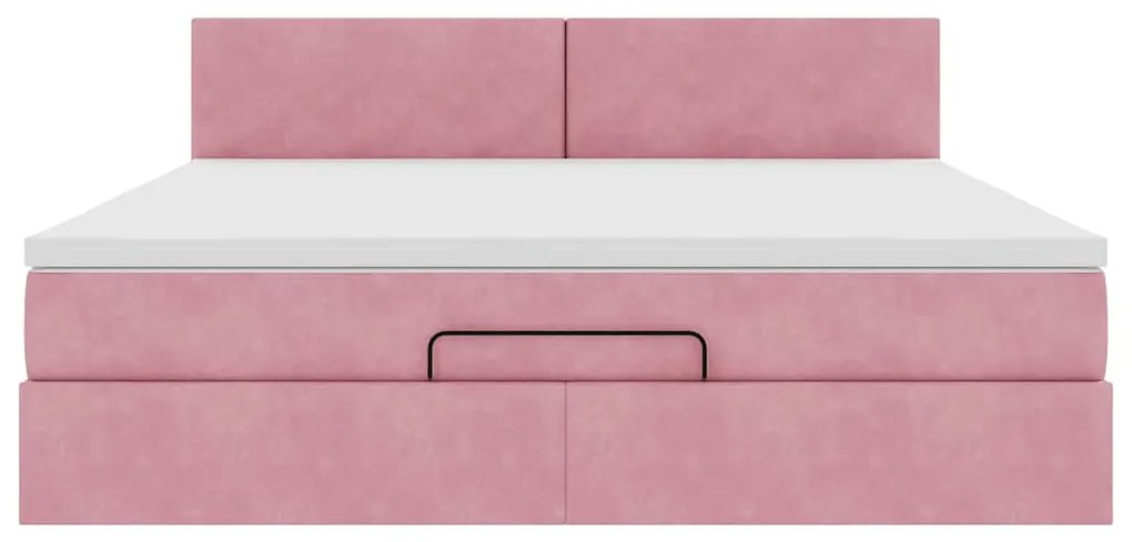 vidaXL Οθωμανικό κρεβάτι με στρώμα ροζ 180x200cm Velvet