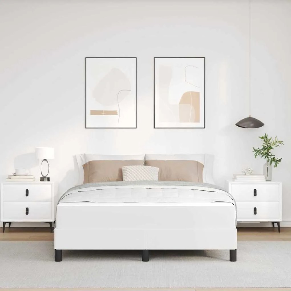 vidaXL Κρεβάτι Άλλο Καθαρό Λευκό 140 x 190 cm Τεχνητό δέρμα