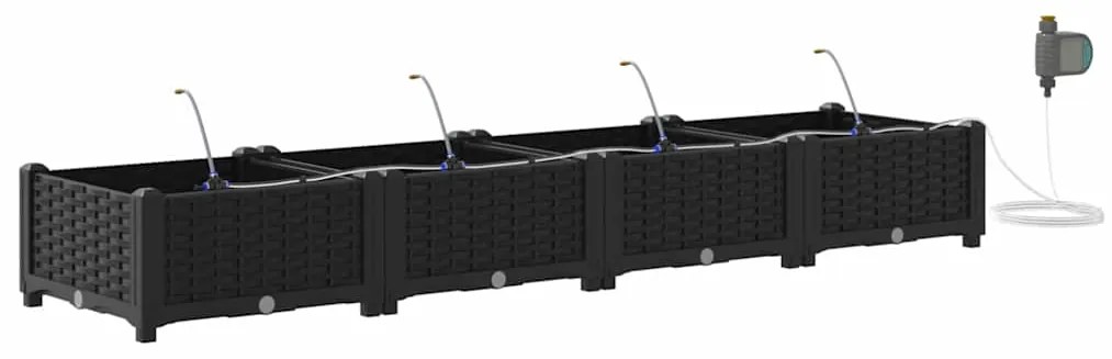 vidaXL Γλάστρα Κήπου 4 pcs Μαύρο Ατσάλι