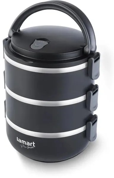 Lamart Φαγητοδοχείο Ανοξείδωτο 3 Επιπέδων 1.8lt Φ14.7xΥ21cm Μαύρο LT6023