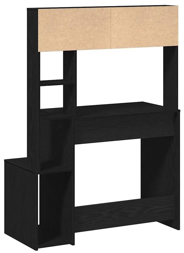 vidaXL Γραφείο με Ράφια Μαύρο 100x45x140 εκ. από Επεξεργασμένο Ξύλο