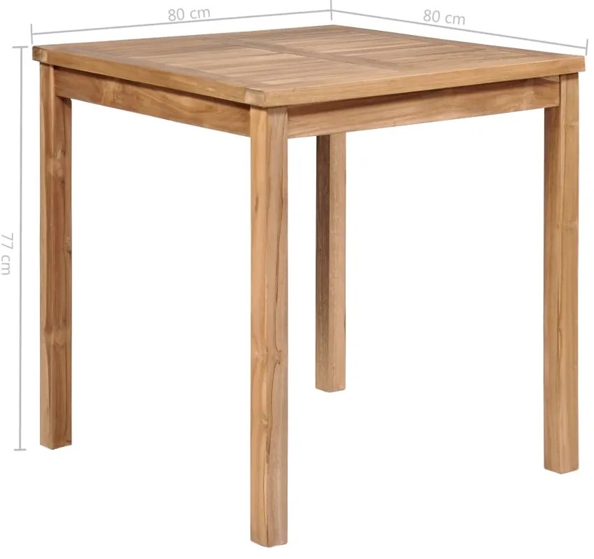 vidaXL Τραπέζι Κήπου 80 x 80 x 77 εκ. από Μασίφ Ξύλο Teak