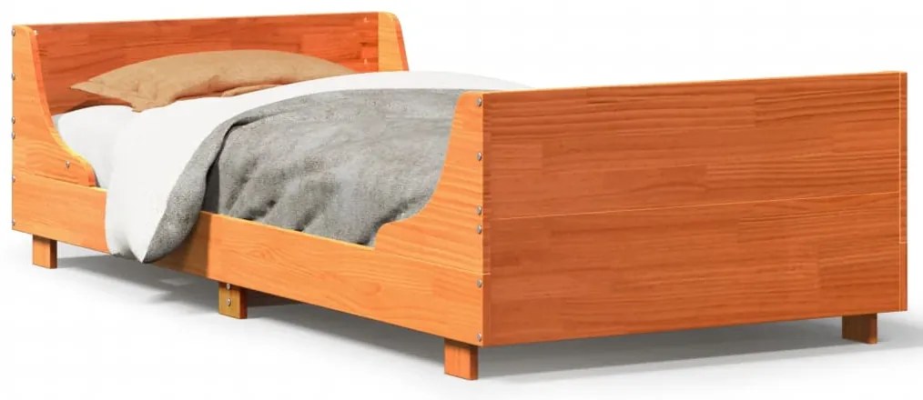 vidaXL Σκελετός Κρεβ. Χωρίς Στρώμα Καφέ Κεριού 75x190 εκ Μασίφ Πεύκο