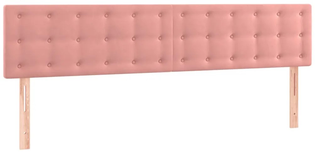 vidaXL Κρεβάτι Boxspring με Στρώμα &amp; LED Ροζ 200x200 εκ. Βελούδινο