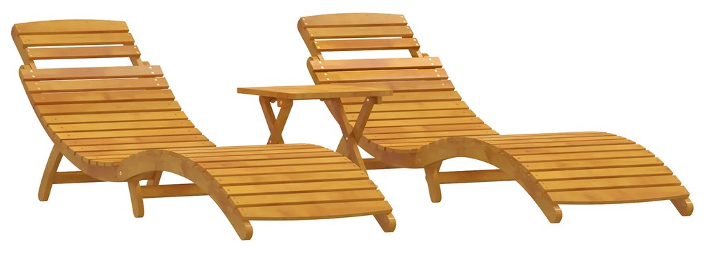 vidaXL Ξαπλώστρα 3 pcs Καφέ 40 x 40 x 40εκ Μασίφ ξύλο ακακίας