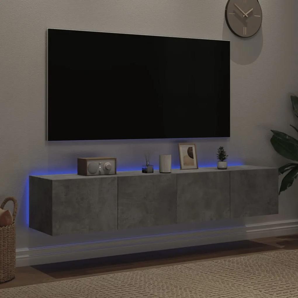 vidaXL Έπιπλα Τηλεόρασης με LED 2 Τεμ Γκρι Σκυροδέματος 80x35x31 εκ.