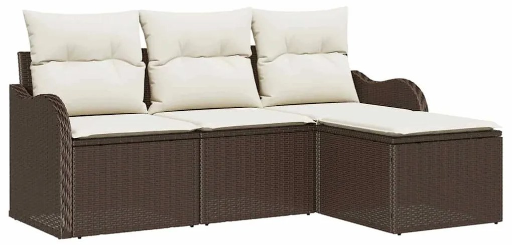 vidaXL Σετ Καναπέ Κήπου με μαξιλάρι 4 pcs Καφέ Πολυ ράταν