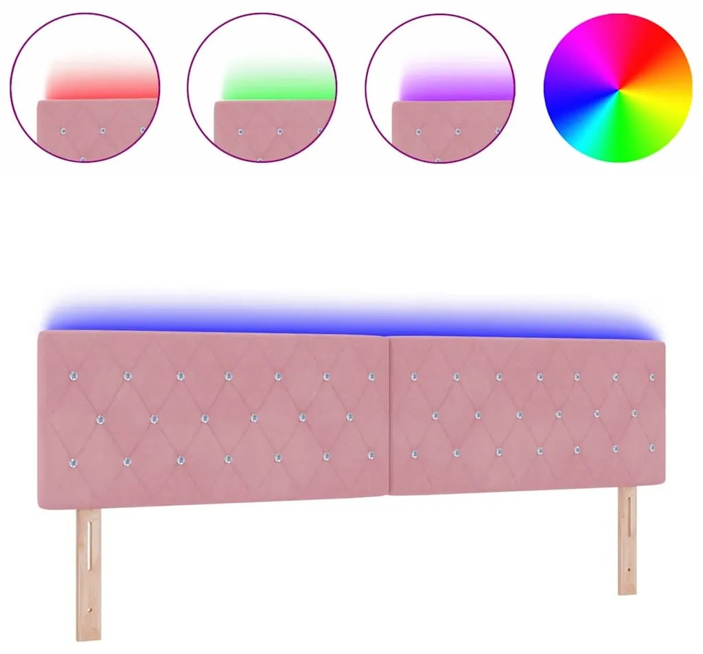 vidaXL Κεφαλάρι LED με φώτα λωρίδας LED Argyle Ροζ 90 cm Βελούδο