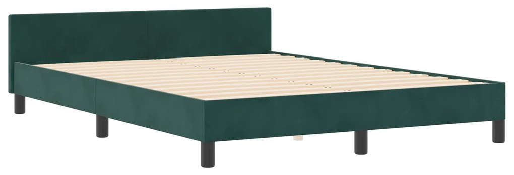 vidaXL Σκελετός Κρεβατιού Σκούρο πράσινο 140 x 190 cm Βελούδο