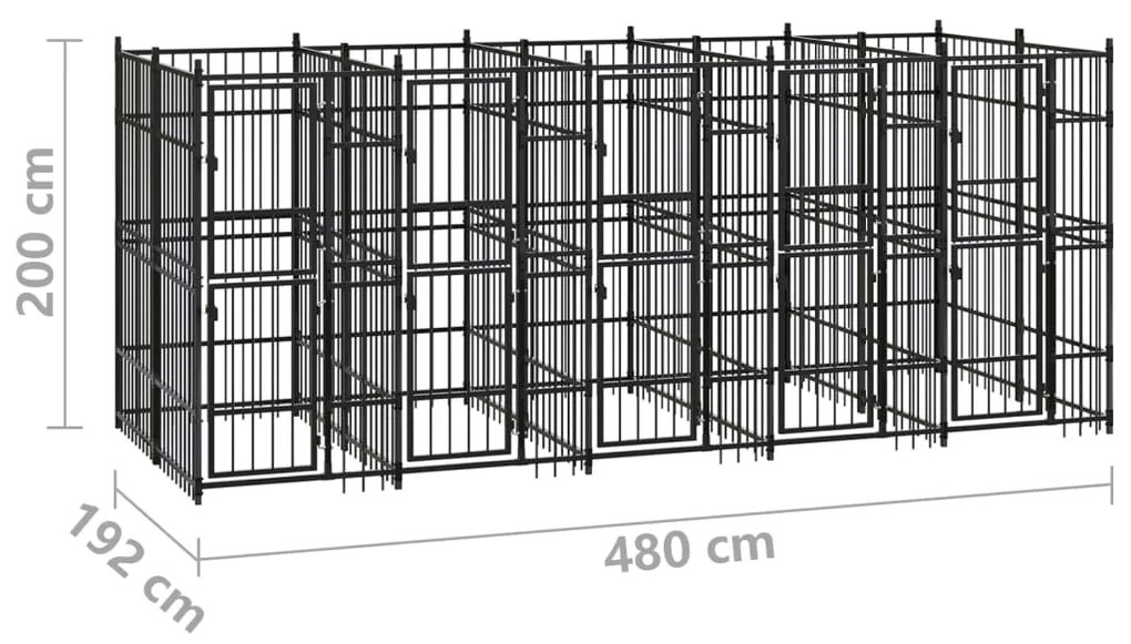 vidaXL Κλουβί Σκύλου Εξωτερικού Χώρου 9,22 μ² από Ατσάλι