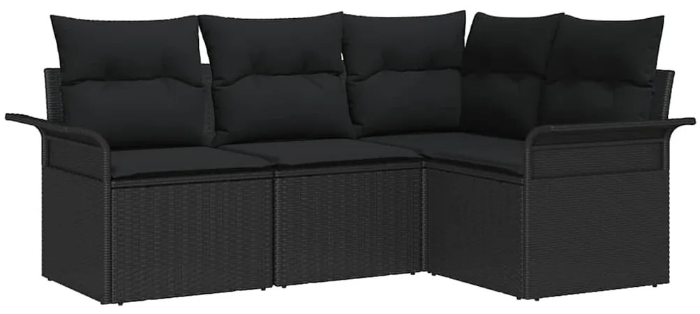 vidaXL Σετ Καναπέ Κήπου με μαξιλάρι 4 pcs Μαύρο Πολυ ράταν