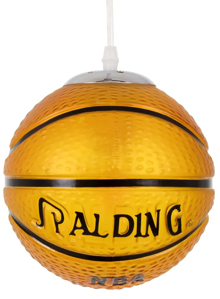 GloboStar SPALDING NBA 00645 Μοντέρνο Κρεμαστό Παιδικό Φωτιστικό Οροφής Μονόφωτο 1 x E27 Πορτοκαλί Γυάλινο Φ18 x Υ18cm