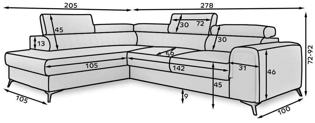 Γωνιακός Καναπές Elyria 119, Λειτουργία ύπνου, Ανοιχτό καφέ, Αποθηκευτικός χώρος, 278x205x72cm, 153 kg, Πόδια: Μέταλλο, Ξύλο: Πεύκο | Epipla1.gr