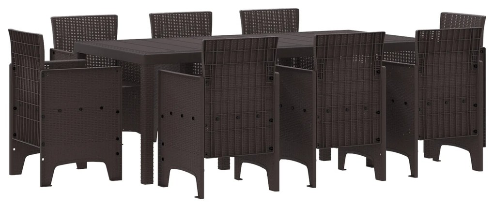 vidaXL Σετ Τραπεζαρίας Κήπου 9 pcs Καφέ Πολυπροπυλένιο