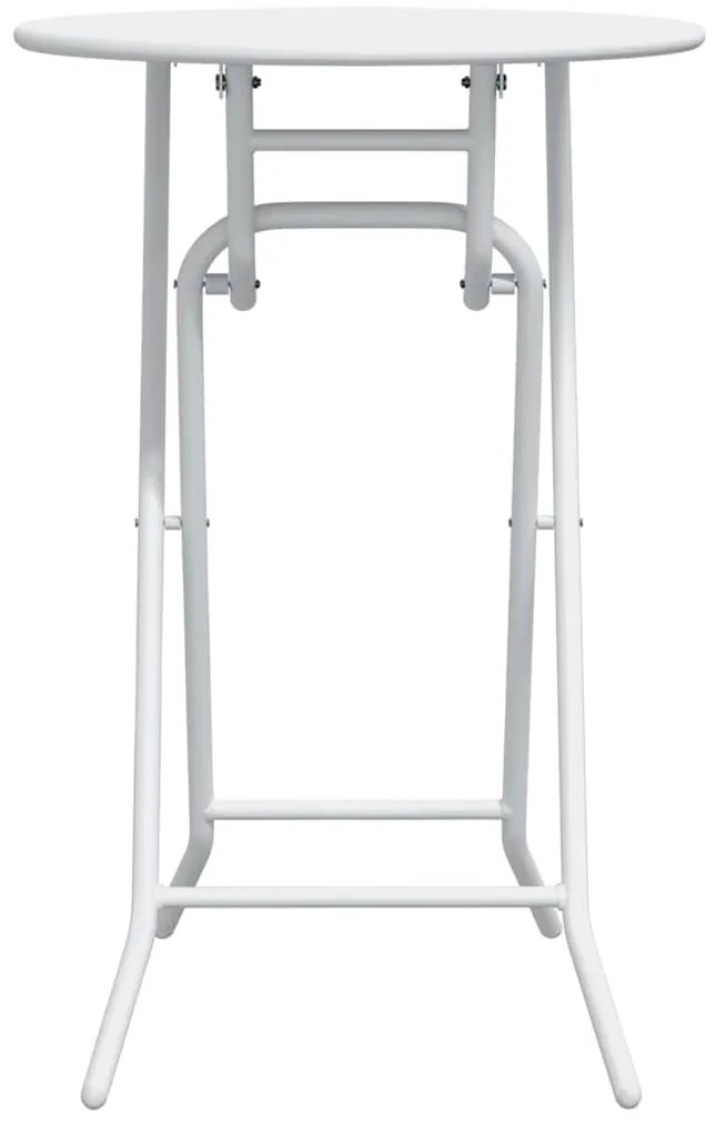 vidaXL Αναδιπλούμενο Τραπέζι Κήπου Λευκό Ø50 x 72 cm Χάλυβας