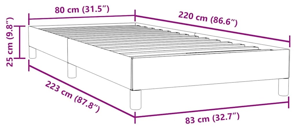 Κρεβάτι Boxspring χωρίς Στρώμα Σκούρο Γκρι 80x220 εκ. Βελούδινο 3315850