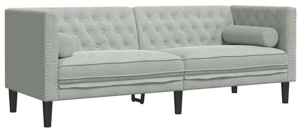 vidaXL Καναπές Chesterfield Ανοιχτό γκρι 194 x 74.5 x 70.5 εκ. Βελούδο