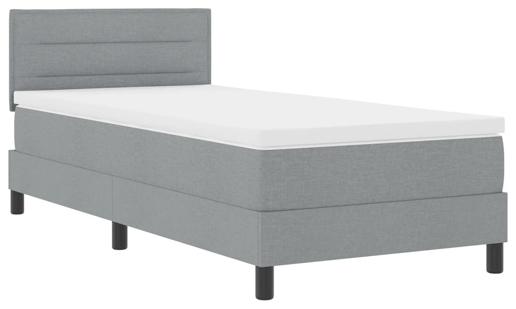 vidaXL Box Spring Bed με Στρώμα & Φωτισμό LED Γκρι 80x200 εκ. Υφασμάτινο
