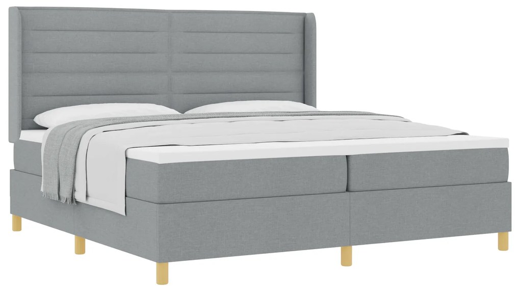 vidaXL Κρεβάτι Box Spring με Στρώμα Γκρι ανοιχτό 200x200 εκ Υλικό