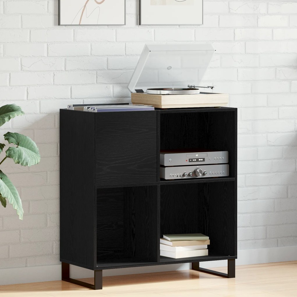 vidaXL Ντουλάπα Δίσκων Μαύρης Οξυάς 84.5 x 38 x 90 εκ Επεξεργασμένο Ξύλο