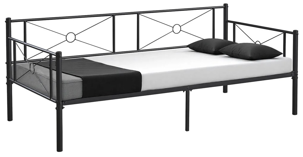 Καναπές Κρεβάτι ArteLibre CIMARRON Μαύρο Μέταλλο Για Στρώμα 90x190cm