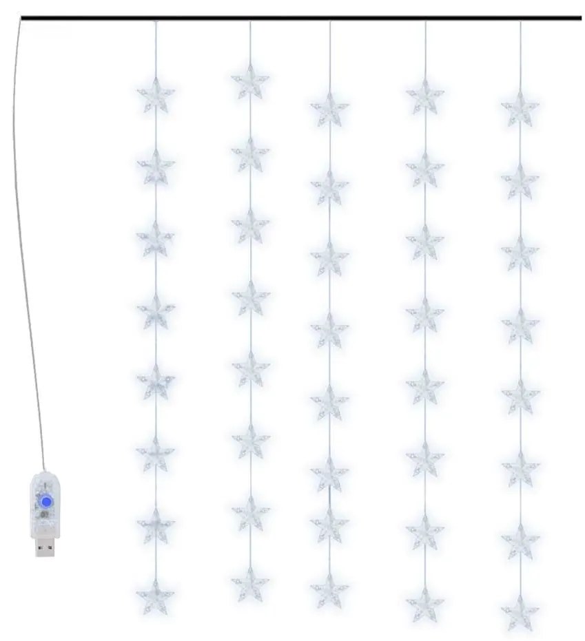 vidaXL Κουρτίνα LED Φωτάκια 200 LED Ψυχρό Λευκό με 8 Λειτουργίες