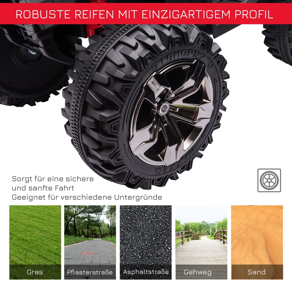 HOMCOM Ηλεκτρικό παιδικό τετράτροχο, 3-8 χλμ/ώρα, 45 λεπτά λειτουργίας, προβολείς LED, μουσικό πρόγραμμα αναπαραγωγής με USB, για παιδιά 3 έως 5 ετών