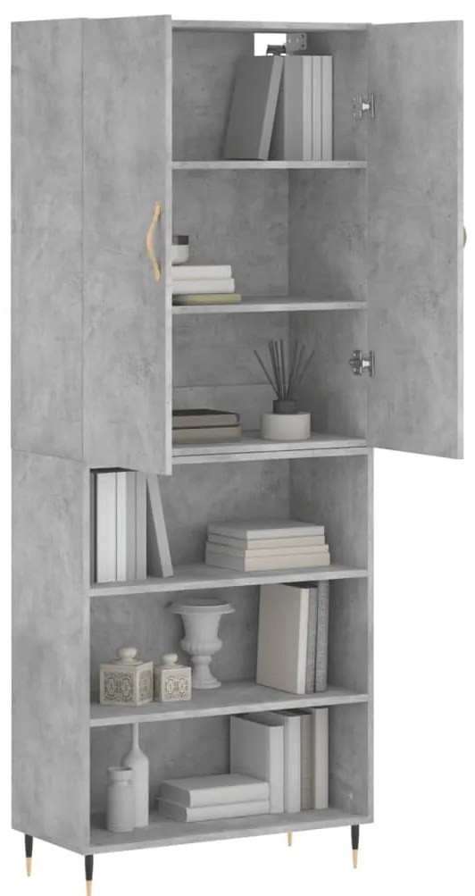 vidaXL Ντουλάπι Γκρι Σκυροδέματος 69,5x34x180 εκ. Επεξεργασμένο Ξύλο