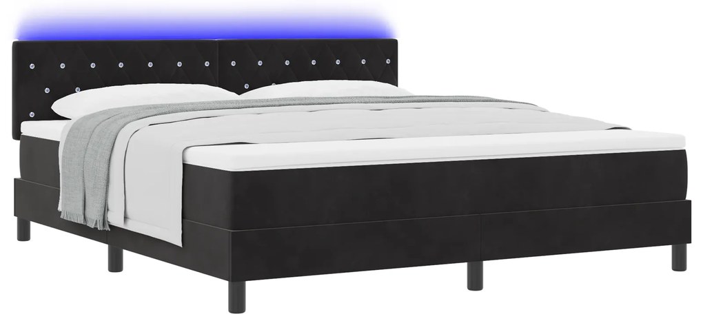 vidaXL Κρεβάτι με Στρώμα & LED Μαύρο 180x200 εκ. Βελούδο