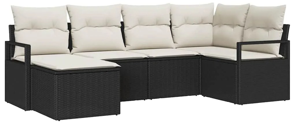 vidaXL Σετ Καναπέ Κήπου 6 pcs Μαύρο, Κρέμα Πολυ rattan, βαμμένο ατσάλι