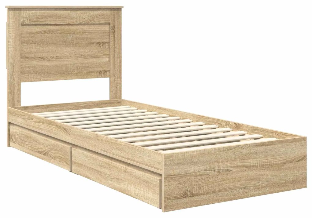 vidaXL Κρεβάτι Αποθήκης Δρύς Sonoma 100 x 200 cm Επεξεργασμένο ξύλο