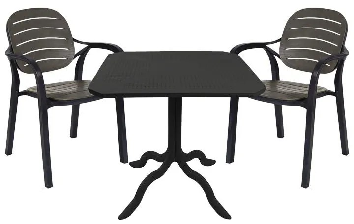 Τραπεζαρία Groovy-Gentle σετ 3τεμ PP ανθρακί 80x80x74,5εκ. 80x80x74.5 εκ.