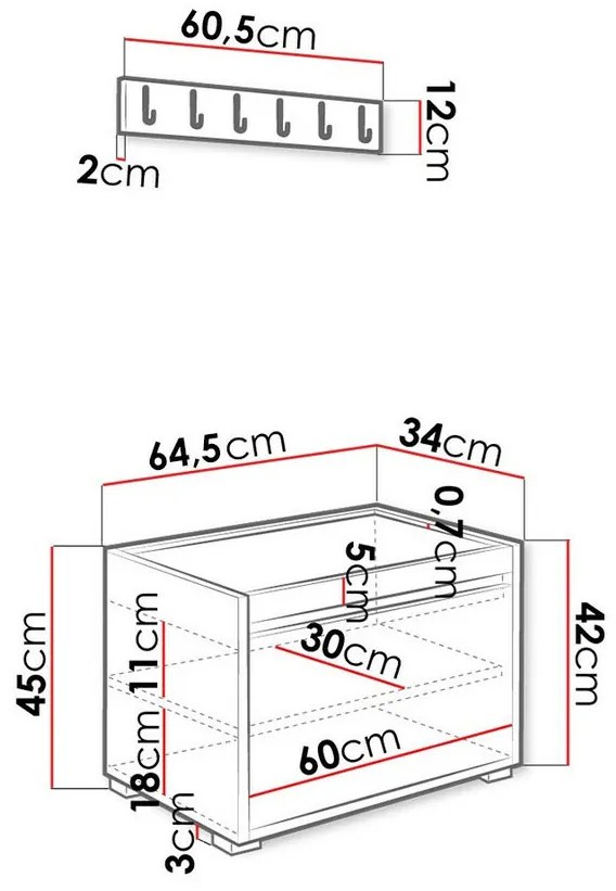 Σετ διαδρόμου Trenton 134, 207x64x34cm, 25 kg, Πλαστικοποιημένη μοριοσανίδα, Οικολογικό δέρμα, Εντοιχισμένη, Τοίχου | Epipla1.gr