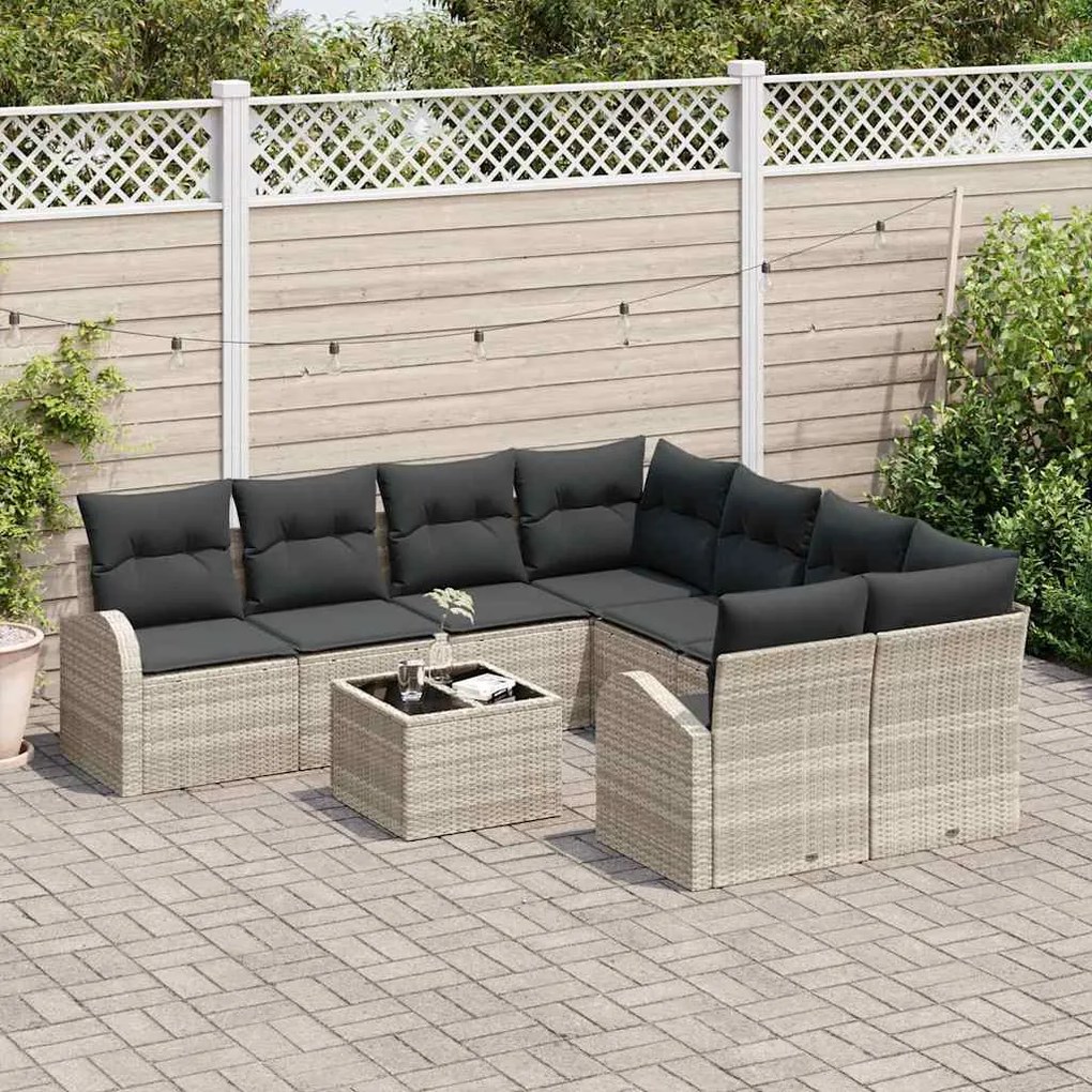 vidaXL Σετ Καναπέ Κήπου 9 pcs 55 x 55 x 37 εκ συνθετικό ρατάν