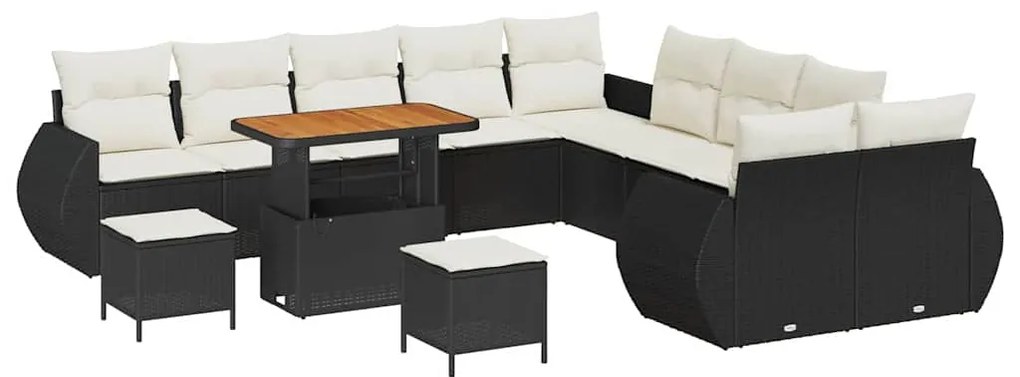 vidaXL Σετ Καναπέ Κήπου 13 pcs Μαύρο συνθετικό ρατάν