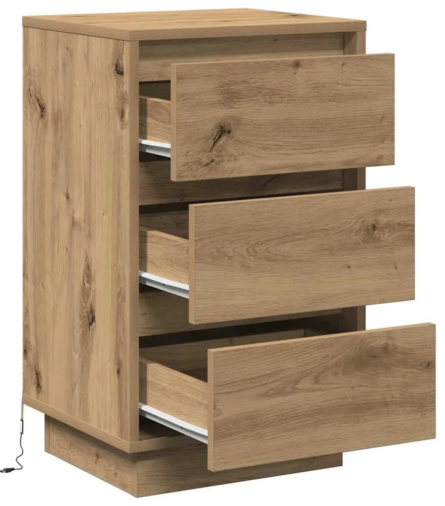 vidaXL Κομοδίνο με artisan δρυς 39 x 34.5 x 65 εκ. Επεξεργασμένο ξύλο