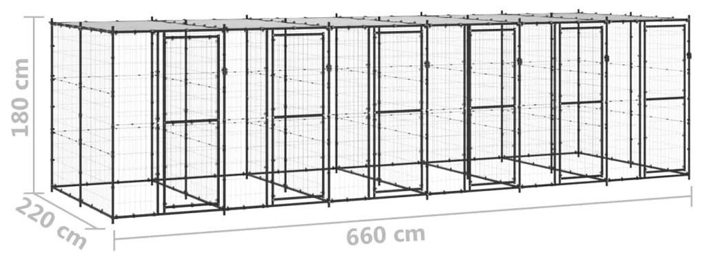 vidaXL Κλουβί Σκύλου Εξωτ. Χώρου με Στέγαστρο 14,52 μ² από Ατσάλι