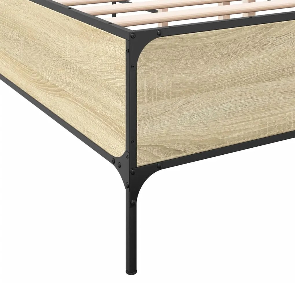 vidaXL Πλαίσιο Κρεβατιού Sonoma Δρυς 120x200 εκ. Επεξ. Ξύλο &amp; Μέταλλο