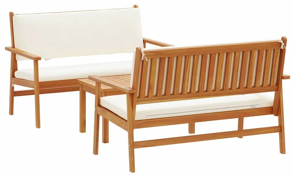 vidaXL Σετ Καναπέ Κήπου 3 pcs Καφέ 75 x 45 x 38 εκ. Μασίφ ξύλο ακακίας