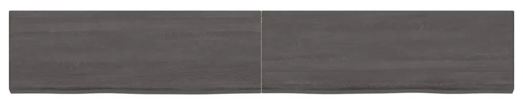 Ράφι Τοίχου Σκούρο Καφέ 180x30x(2-6) εκ. Επεξ. Μασίφ Ξύλο Δρυός - Καφέ