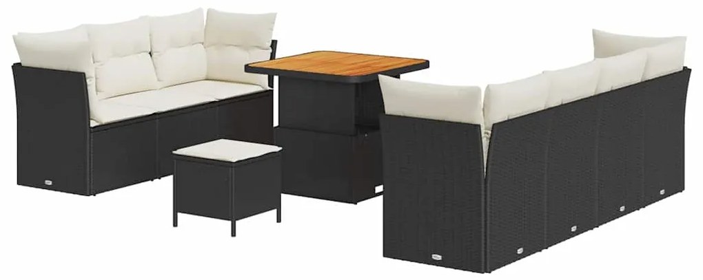 vidaXL Σετ Καναπέ Κήπου 10 pcs Μαύρο και κρεμ 80 x 80 x 71 cm
