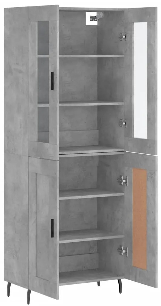 vidaXL Ντουλάπι Γκρι Σκυροδέματος 69,5x34x180 εκ. Επεξεργασμένο Ξύλο