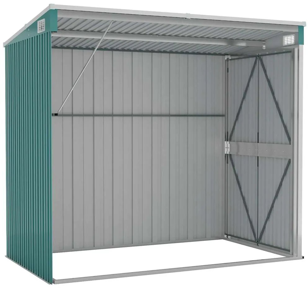 vidaXL Αποθήκη Κήπου Επιτοίχια Πράσινη 118x194x178 εκ από Γαλβ. Ατσάλι