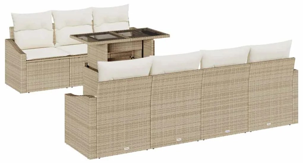 vidaXL Σετ Καναπέ Κήπου 8 pcs μπεζ και κρεμ 100 x 55 x 73 εκ
